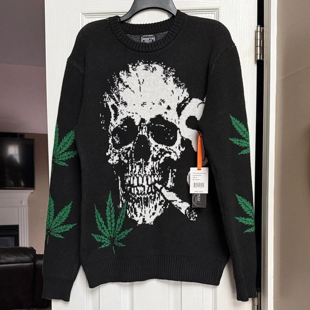 Rgstr Skull and Leaf Sweater Medium NWT - Picture 1 of 7